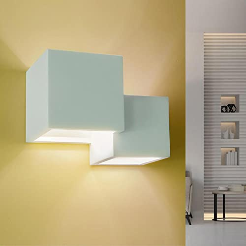 Planetitaly Applique LED G9 lampada decorativa in gesso doppio cubo 2 fasci luce parete muro negozio ingresso corridoio ufficio 230V