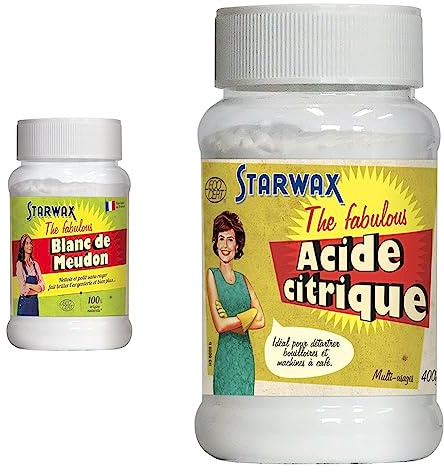 STARWAX FABULOUS Blanc de Meudon - 480g - Idéal pour Nettoyer l'Argenterie & FABULOUS Acide Citrique - 400g - Idéal pour Détartrer les Bouilloires et Cafetières - Anti rouille - Anti calcaire