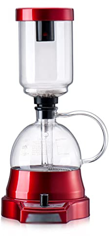 JITEM Cafetera Syphon Vacuum Coffee Maker Glass Electric Siphon Pot Knob Operation 360° Base Keep Warm 500W 400ML Manual Preparation Mode for Coffee or Tea