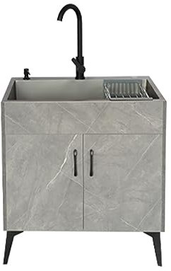 Lavello da Cucina da Esterno con Mobile, Lavello in Acciaio Inox Commerciale a Vasca Singola, con Rubinetto per Tubo Dell'Acqua Calda e Fredda, per Ristorante, Cucina, Lavanderia ( Color : A , Size :