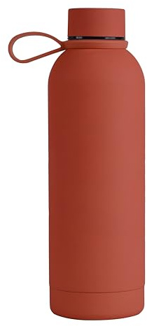 Memotak Borraccia Bottle Soft Touch 500 ml PERSONALIZZABILE -STAMPA UV O LASER Bottiglia isolata a tenuta stagna per Sport, Bambino, Bambina | 24 ore freddo & 12 ore caldo (Rosso uv)