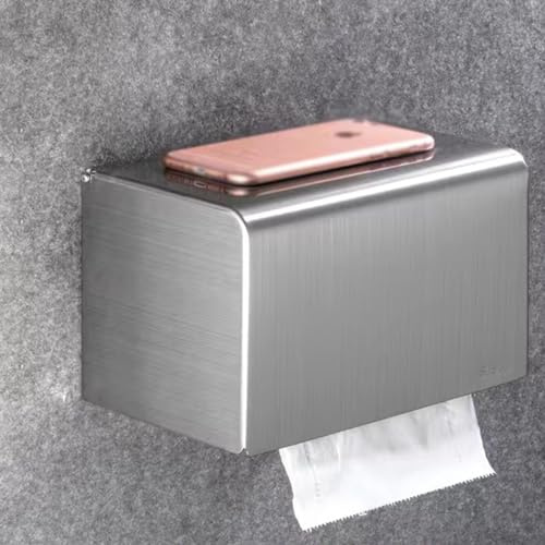 Taschentuchbox aus Edelstahl, selbstklebend, Spiegeltücherbox, quadratisch, für Badezimmer, Hotel und Küche (Silber)