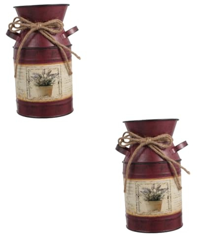 TOPBATHY 2 Piezas Retro Cubo De Lata Decoración Antigua Decoración De La Puerta Vintage Jarra Florero Decoración del Hogar Jarrón Vintage Jarrón De Mano Adorno De Escritorio Lata De Leche