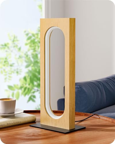 EDISHINE Wood Table Lamp, LED Bedside Lamps, Dimmable Touch Lamp for Living Room Bedroom Office, 3 Color Temperatures