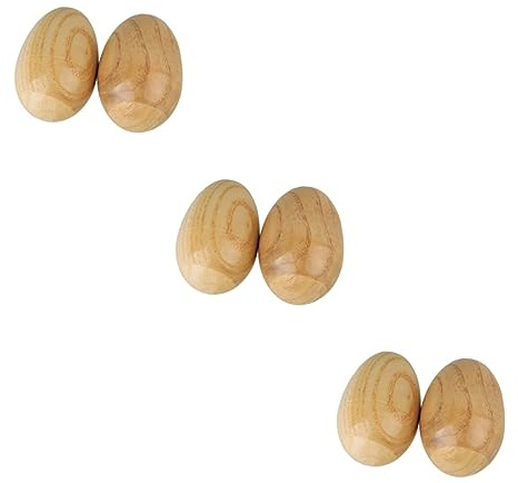 BESTonZON 6 STK -Shaker Eier Maracas Handshaker Maracas Eierbecher Aus Holz Eier Aus Holz Musikinstrumente Sandstreuer Mini--krachmacher Holzei Kind Hölzern Bambus Marakas