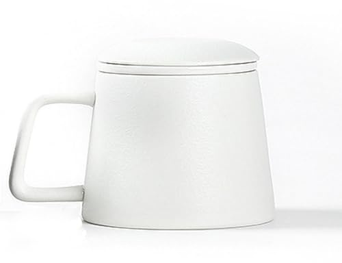 TAMUME Tasse à thé classique en porcelaine avec passoire à thé et couvercle Blanc 350 ml