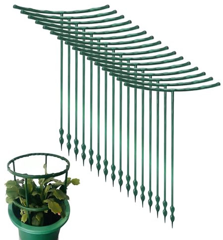 HDGSAFD 16 aste di supporto per piante, doppio strato, giuntabile, struttura per piante rampicanti, palo per piante, phalaenopsis, ortensia, supporto per fiori di peonia (verde)