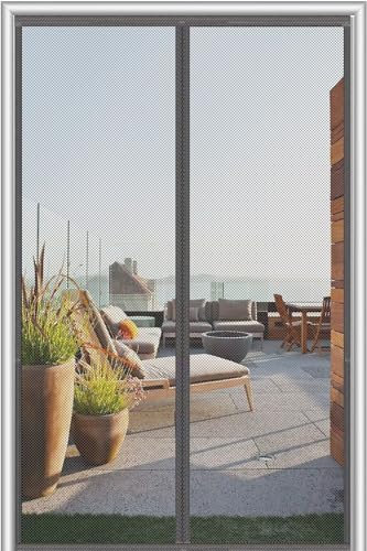 Fliegengitter Balkontür 85x215 cm,Magnet Fliegengitter Tür,Fliegenvorhang Terrassentür Magnete Türe Ohne Bohren, Fliegennetz Balkon Insektenschutz Tür,Leistungsstarke Magnete Dichtung,Grau