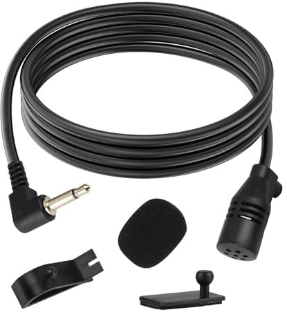 Nodcows Microphone pour Autoradio de 3,5 mm, Microphone Externe de Voiture avec Clip, Câble de 3m Mic Externe de Remplacement pour Voiture Véhicule Unité Principale Bluetooth Audio Stéréo GPS DVD