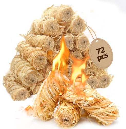 Nwsuewi 72 pezzi di acciarino per falò, campeggio, barbecue, caminetto, legna veloce e leggera, acciarino impermeabile, accendifuoco naturale