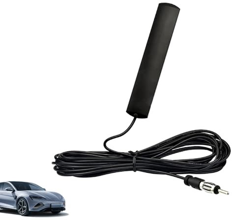 Autoradio Antenne FM, Auto Radio Antenne Universal Scheibenantenne, Selbstklebende Autoantenne mit 5M Kabel und Din Stecker, Einfache Montage für Fahrzeuge, Autos, LKWs und SUVs Radio Stereo Empfänger