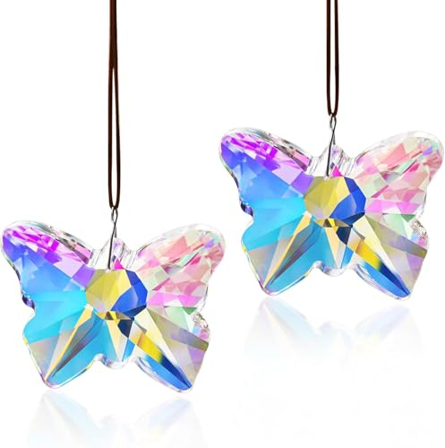 Juego de 2 colgantes de cristal para colgar en ventanas, decoración interior y exterior, adecuado para bodas en el jardín de casa