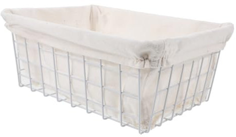 IMIKEYA Rechteckiger Draht-aufbewahrungskorb Gefüttert Organizer Für Küche Gefrierschrank Schrank Kinderzimmer Stofffutter Metalldraht Aufbewahrungsbehälter