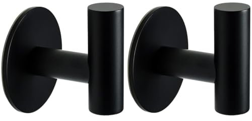 Drenky Gancio Adesivo Bagno 2 Pezzi Gancio Adesivo Forte Acciaio Inox A2 V2A Ganci Adesivi Muro Senza Forare con Tampone Adesivo Appendini Adesivi per Bagni, Uffici, Cucine, Nero