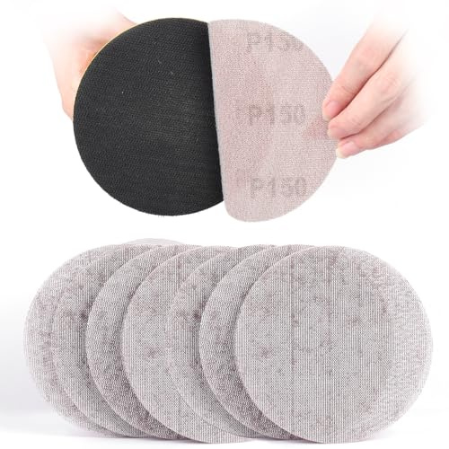 Sruhrak Treillis Feuilles Abrasive 125mm, 50 Pièces Papier a Poncer 150 Grains Abrasives Papier pour Ponceuse Vibrante Polir et Enlever La Rouille