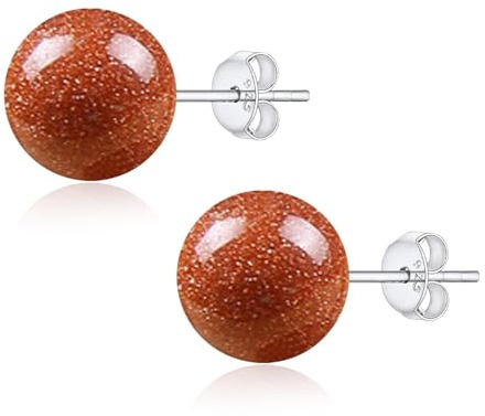 8mm Natürliche Malachit Ohrstecker für Frauen Mädchen, Grün Runden Edelstein Kugel Perle Ohrringe Hypoallergen 925er Silber Schmuck Geschenk für Geburtstag Schulabschluss