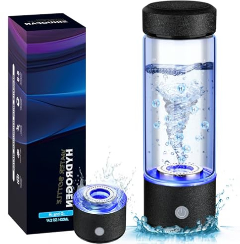 New Hydrogen Water Generator Bottles, Portable Hydrogenated Water Bottle with SPE PEM Technology, 420ml Hydrogen Water Bottle Generator, Rechargeable Ionizer Machine for Home, Office, and Travel