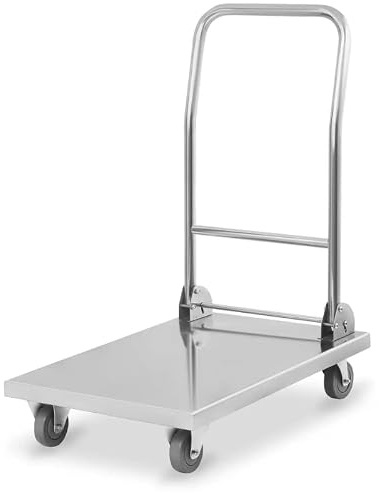 Chariot de Transport Pliable INOX - 100 kg - Compact - Roues Pivotantes - Professionnel