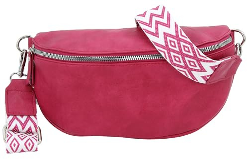 Jennifer Jones - Damen Bauchtasche mit modernem breitem Gurt | Crossbody Bag, Gürteltasche, Handtasche, Hüfttasche, Umhängetasche - Pink