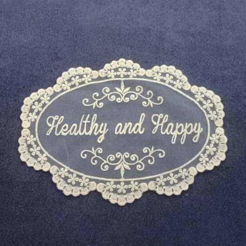 Blausky 2 Stück Oval Spitzendeckchen,Retro Bestickt Untersetzer Blume Matte Spitze Platzset Tischsets Tischmatte Tassenmatte Deckchen Vasenmatte für Tisch Hochzeit Heimdekoration 17x24cm,Beige