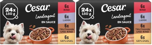 Cesar Megapack Landragout - Hundenassfutter in der Schale - 4 Varietäten im Multipack - 24 x 150g (Packung mit 2)