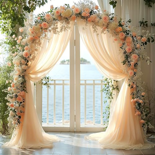 Tessuto per Drappeggio di Arco di Nozze 160x800cm Drappeggio per Arco Nuziale Champagne Tenda per Matrimonio in Tulle Organza per Matrimoni Fotografia Cerimonia Festa Fase Sfondo Soffitto Decor