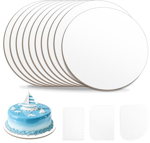 pangdapengpeng 10 Stück Cake Board 30 cm Rund, 3 mm Dick Tortenunterlage, Wiederverwendbar Torten Unterplatten, Kuchenplatte Pappe, Stabile Tortenplatte für Transport und Präsentation Cake (Weiß)