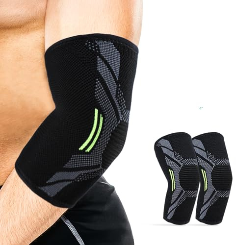 kichicho armbågsbandage, 2 st bandage armbågar, armbågar, kompressionsbandage, bandage för tennisarm, golfarm, artros, sportarmband män och kvinnor (2, M)