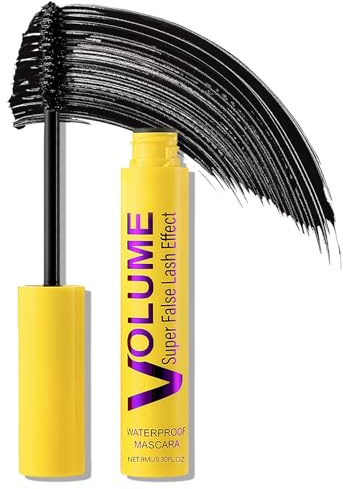 Erinde Schwarze Mascara, Wasserfest Black Wimperntusche, Langanhaltend und Wischfest Mascara, Extrem Volumen, Natürlich Lang Wimpern, Schwungvoll & Voluminös, Klumpfrei, Lash Lift Effekt