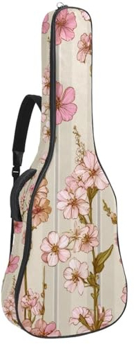 Gitarrentasche im Vintage-Stil, dunkelgrün, mit Pinsel, nahtloses Muster, gepolsterte Gitarrentasche für Akustikgitarre, Gigbag für E-Bass, Konzertgitarre, Mehrfarbig 02, 42.9x16.9x4.7 in, Lässiger