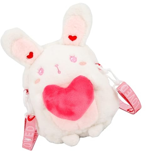 Warmhm Kreative Weiße Mädchen Umhängetasche in Herzform mit Plüschmaterial und Baumwolle Crossbody und Schultertasche für Geburtstagsparty