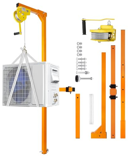 SnamicE Grúa elevadora para Aire Acondicionado, Capacidad de 400 Libras, cabrestante Manual para instalación de Aire Acondicionado, Soporte de grúa de Alta resistenci,
