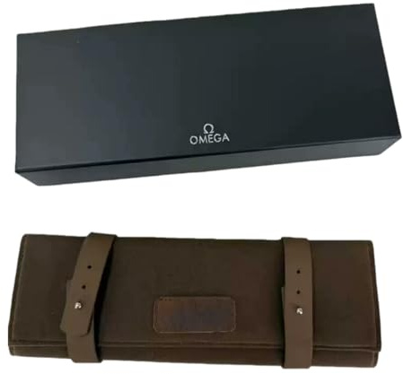 ROUREOX Tragbarer Uhrenaufbewahrung Organizer Canvas Roll Auf Etui Leder Befestigung Weich Innen Reise Beutel Uhrenrolle für Omega No Time to Die