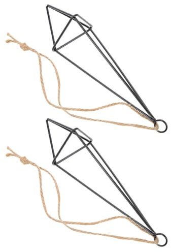 Beavorty Supporto Sospeso per Piante D'aria in Ferro Nero 2 Pezzi Minimalista Espositore Decorativo per Esterni e Finestre