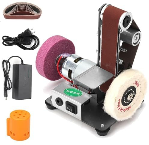 Levigatrice A Nastro Mini 3-in-1, Affilacoltelli Elettrico Con Controllo A 7 Velocità, Macchina Per Lucidatura Per Creazione Di Gioielli, Modellismo, Progetti Su Legno E Metallo