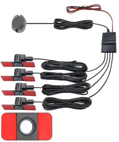 Sensori di parcheggio per Auto Parktronics 4 Neri/Argento/Bianchi Sensori Piatti da 13 mm Radar di retromarcia Allarme Acustico Avvisatore Acustico Sensori Argento (sensori Argento)