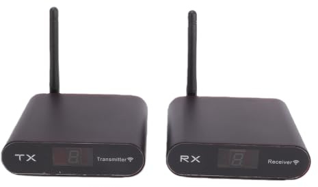 Plyisty Transmisor y Receptor AV Inalámbrico de 5,8 GHz, 500 M de Largo Alcance, 8 Selecciones de Canales con Transferencia de Vídeo y Sonido a Través de Paredes, para Cámara DVD DVR IPTV (Enchufe