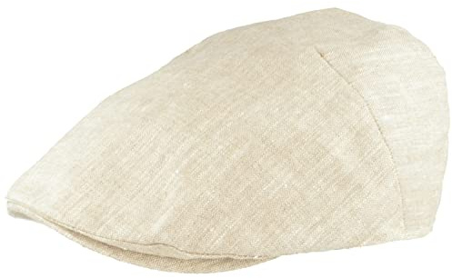 Breiter Herren Schiebermütze Flatcap Schirmmütze 100% Leinen Futter aus Baumwolle Mütze Leicht & Bequem Newsboy Cap