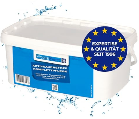 PoolsBest Aktivsauerstoff Pool Komplettpflege 2,24 kg I Aktivsauerstoff Granulat mit Klareffekt I 8 Doppelbeutel mit chlorfreiem Sauerstoffgranulat I Pool Sauerstoff zur Desinfektion & Algenverhütung