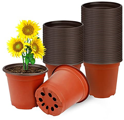 Vockvic 50 Pflanztöpfe, Runde Kunststoffe Blumentöpfe Multifunktional Praktisch Pflanzcontainer Mini Anzuchttöpfe, Langlebig und wiederverwendbar, Perfekt für Drinnen draußen Samen