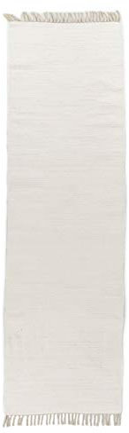 Theko Young Fashion Klassischer Teppich strapazierfähig aus 100% Baumwolle in der Farbe Weiß 101, Maße: 250cm x 70cm, 420116