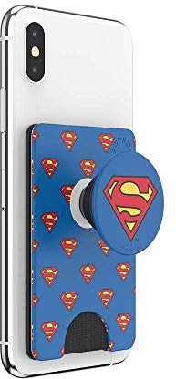 PopSockets Phone Wallet with Expanding Phone Grip, Phone Card Holder - Superman Pattern