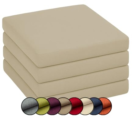 chilly pilley Stuhlkissen Gartenkissen Gartenstühle Stuhlauflage Stuhlpolster Sitzkissen Abnembar Bezug Mit Reißverschluss Auflage Set Garten Kissen (4er Set 40x40x5, Creme)