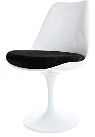 Fusion Living Sedia Lucida - Cuscino Lussuoso - Sedie da Pranzo Moderne, da Cucina o da Ufficio - Bianco con Cuscino Nero