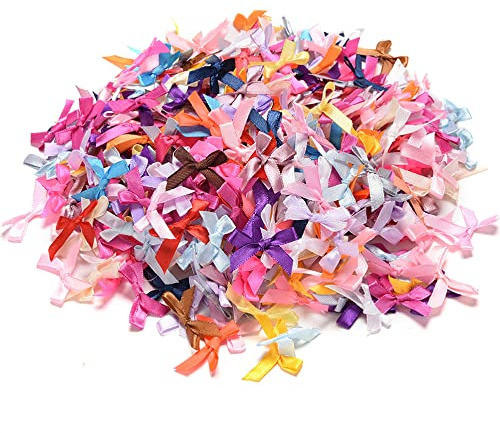 100er Geschenkschleifen,Klein Satinschleife Deko Schleifen für Hochzeit Weihnachten Party Geburtstag Geschenk Scrapbooking Zuckertüten Taufe Streudeko DIY Nähen Haarschmuck Unterwäsche,2.5x3cm Bunte
