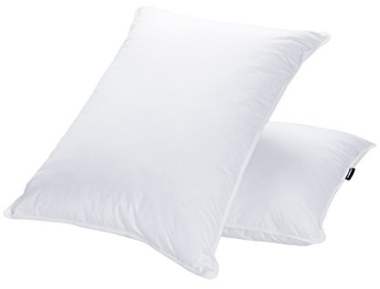 JA COMFORTS Goose Feather Down Bed Pillows for Sleeping(2 Packs)-Standard/Queen,High Fill Weight,Double-Layer Downproof Fabric Design,Goose Down Filling,600 Thread Count,Cotton Cover