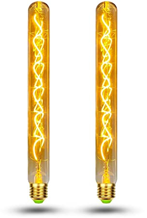 BNITITU Edison LED Vintage Glühbirne, Dimmbar Flötenrohr Glühbirne E27 4W LED Warmweiss, Vintage Edison Dimmbar lampe E27 Ideal für Nostalgie und Retro Beleuchtung - Bernstein - 2 Stück（T30）