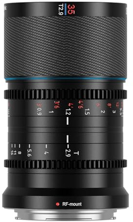 SIRUI Saturn 35mm T2.9 1.6X Vollformat Kohlefaser Amorphe Prime Linse Objektiv, Leichte Kinolinse Objektive Lens Lenses für Drohnen, Handgehaltene Gimbal-Stabilisatoren (RF Mount,Blaue Flare)