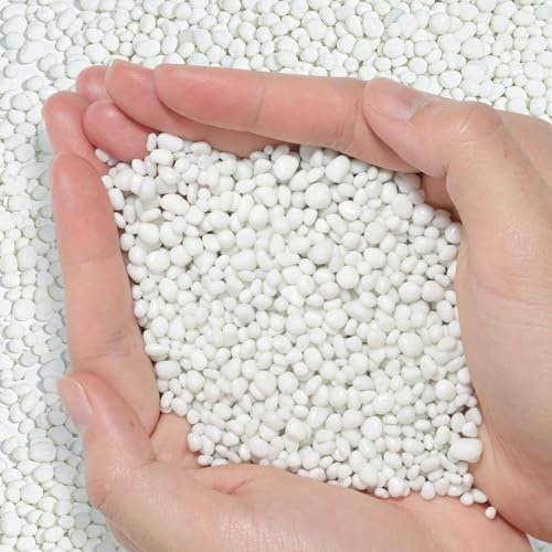 T4U Grava Blanca Pulida de 900g, Piedras Irregulares para DIY, Rocas Pulidas para Plantas en Maceta, Bonsáis, Relleno de Jarrones, Decoraciones de Acuario, Grava para Acuarios