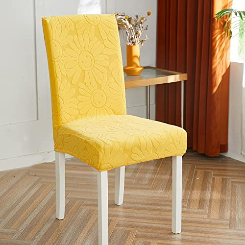 Stuhlhussen 2er Set Gelbe Blüten Stuhlbezug Stretch Stuhlhussen,Universal Schwingstühle Hussen,Stuhlbezüge Abnehmbar,Chair Cover für Hochzeitsfeiern, Bankett, Hotel